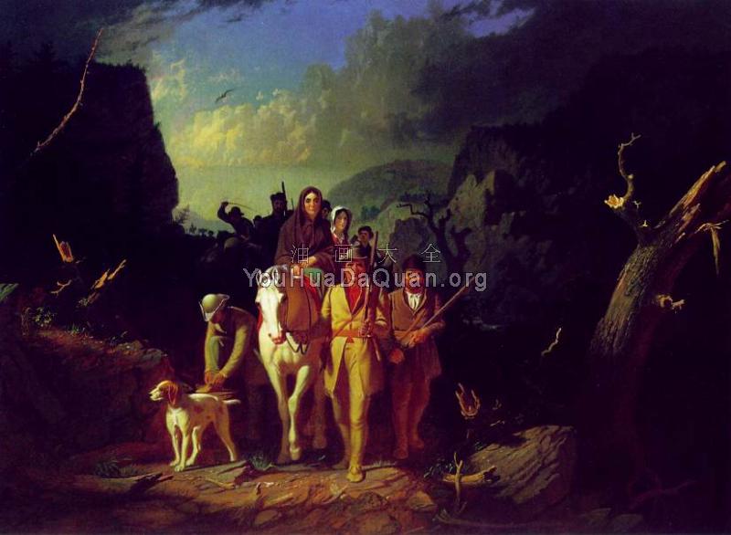 Daniel Boone Escorting Settlers through the Cumberland Gap - 乔治·迦勒宾·宾汉姆